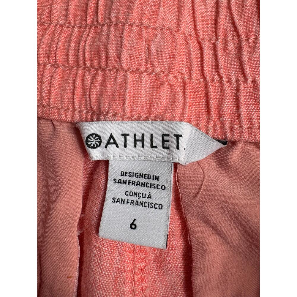 Athleta Retreat 100% Linen Pants Wide Leg Sunset Glow Size 6 Drawstring Pull On - Picture 9 of 14
